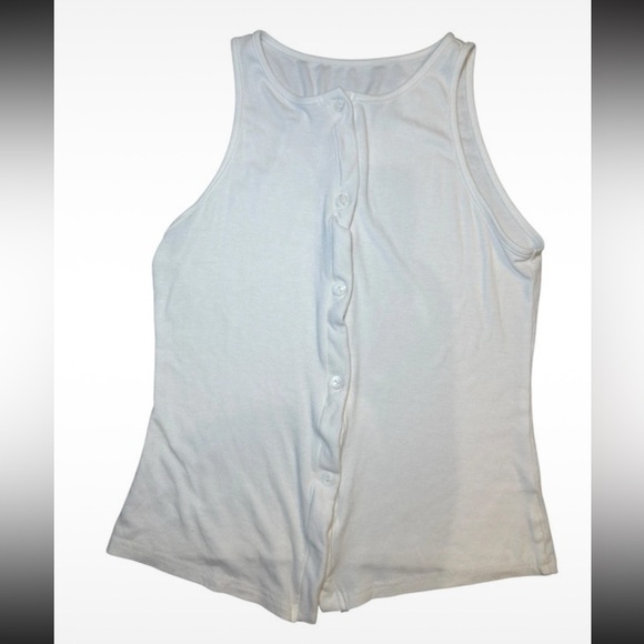 White Jersey Button Top - Picture 2 of 3